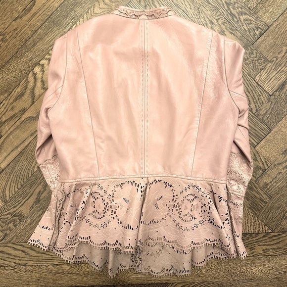 Roberto Cavalli Pink Laser Cut Pink Leather Jacket - Picture 5 of 8